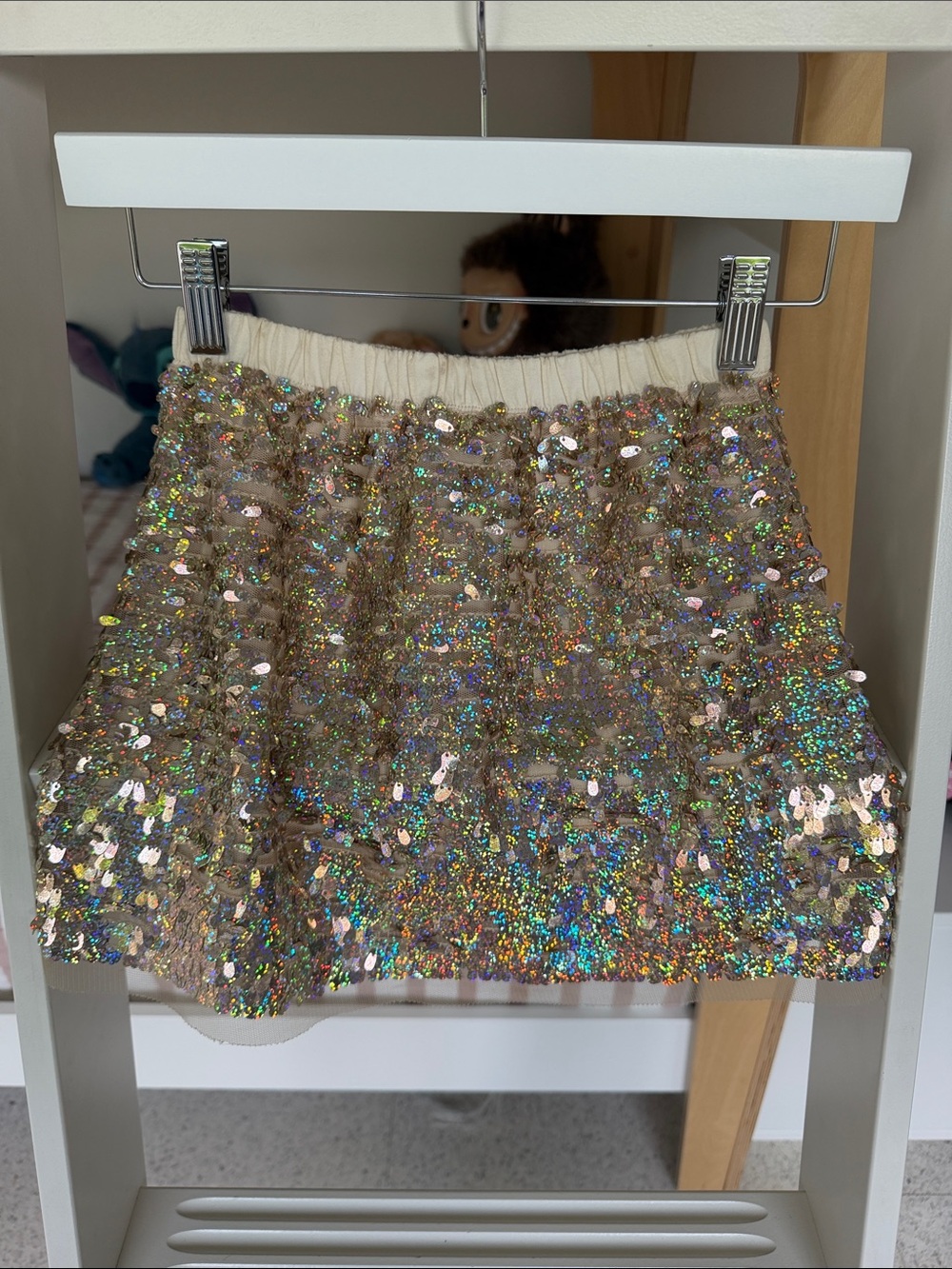 Crewcuts Iridescent Sequin Circle Skirt in Gold and Rainbow